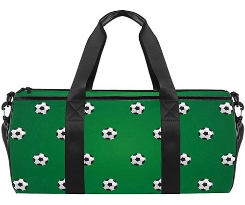 Duffel Bag For Women Men Football Soccer Balls Pattern Gree.