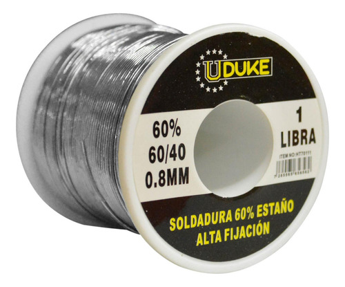 Soldadura Estaño Uduke 1lb 60-40 (60% Estaño) (40% Plomo)