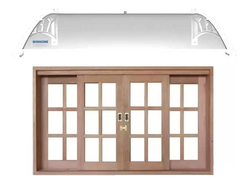 Toldo Versátil Em Policarbonato Compacto Para Portas E Janelas Win Home 120cm X 62cm Branco