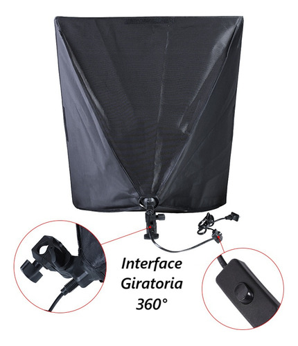 Kit Softbox 50x70 Luz Contínua E27 C/ Tripé 2m Estúdio Foto