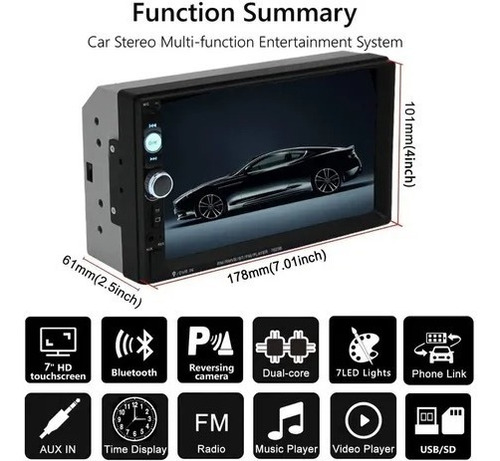 Imagen 5 de 8 de Carguia Mirrorlink Autoestéreos Mp5 Con Camara De Reversa
