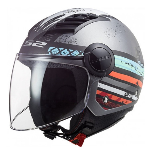 Casco Moto Ls2 Of562 Airflow Ronnie Silver Azul Matte