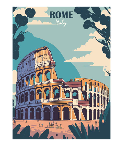 Poster Papel Fotografico Coliseo Roma Italia Cielo 80x120