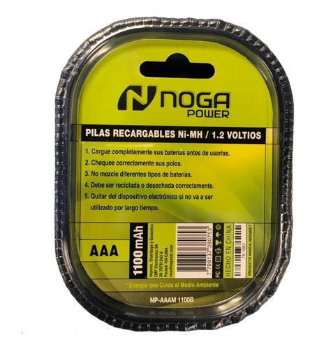 Pilas Recargables Noga Aaa 2u Ni-metal 1100mah