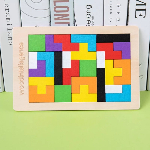 Imagen 4 de 8 de Tetris Portátil Madera Juguete Didáctico Puzzle Educativo
