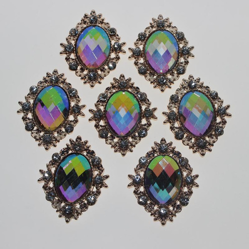 4 Adornos De Espalda Plana Color Ab 30x25mm Color Ab 30x25mm
