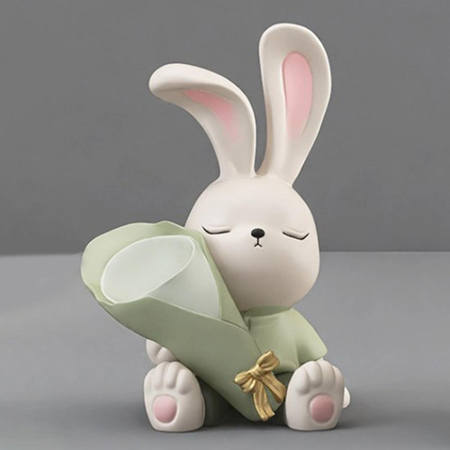 Florero, Estatuilla De Conejo, Escultura Sentarse 17cmx24cm