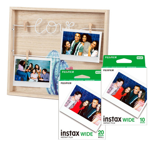 Paquete Película Instax Wide + Marco + 30 Fotos Color Blanco