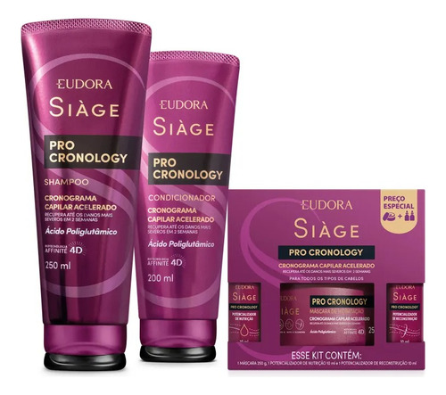 Kit Siage Pro Cronology Shampoo Condicionador Mascara Eudora