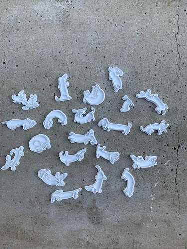 Set Sellos Sellitos Stamp Perro Perrito Salchicha Cerámica Sin Elección Miau