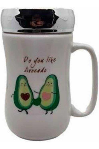 Tazon Con Tapa Espejo 400ml Mug Ceramica Taza Palta Avocado