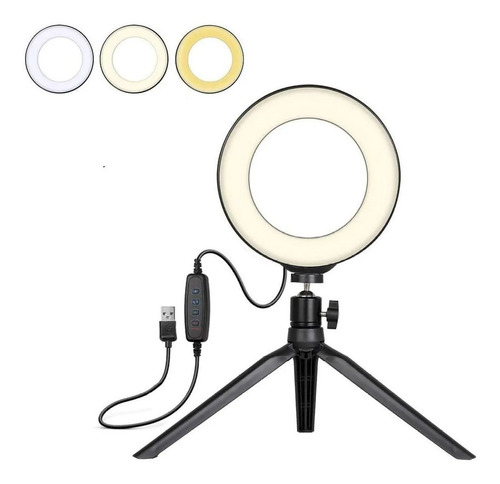 Aro De Luz Led 16cm Profesional Foto Video 3 Luces + Tripode