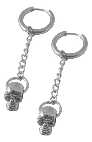 Aros Hombre Argollas Colgante Pendulo Skull Rayo 1 Par Promo