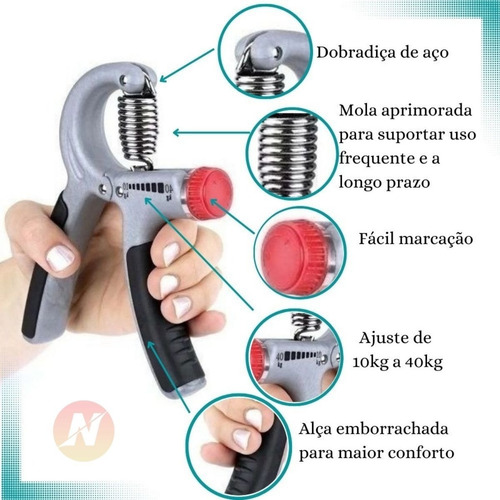 Imagem 3 de 7 de Hand Grip De Mola Ajustável Fortalecimento De Antebraço