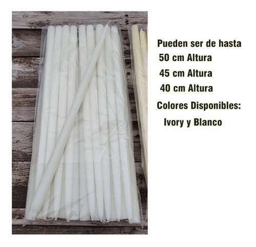 Imagen 4 de 5 de Velas Candelabro Paq 15pz Hasta 40/45/50cm Altura A Escoger