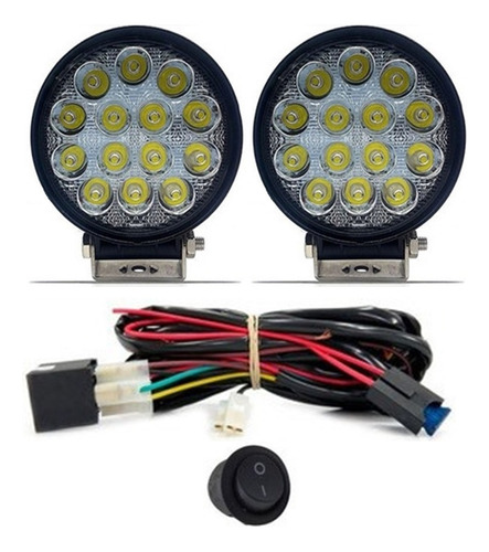 Kit Completo Farol Milha Redondo Led Troller Off Road 4x4