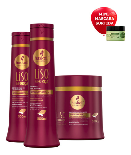 Haskell Liso Com Força Shampoo Condicionador Mascara 500ml