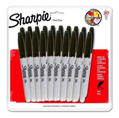 Marcador Permanente Sharpie Negro Con 20 Piezas