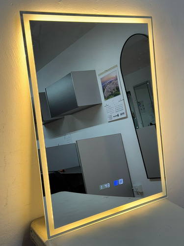 Espejo Rectangular Touch 50x70 3 Luces+dimmer+antifog+reloj