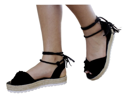 sandalia avarca flatform feminina corda anabela amarrar moda
