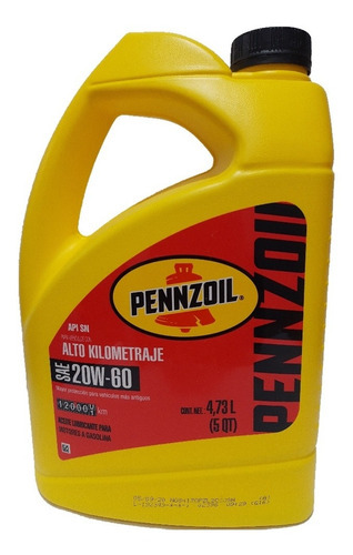 Aceite Alto Kilometraje Pennzoil 20w60 Garrafa 4.73 L