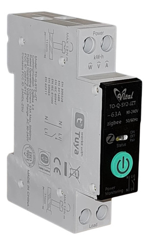 Kit 3 Disjuntor Medidor Zigbee 1-63a Ajustável Alexa Googleh