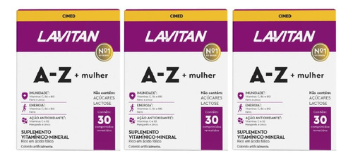 Kit Lavitan A-z Mulher Com 3 Caixas De 30 Comprimidos Cada