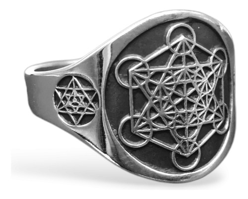 Anillo Cubo De Metatron Plata 925 Arcángel Amuleto