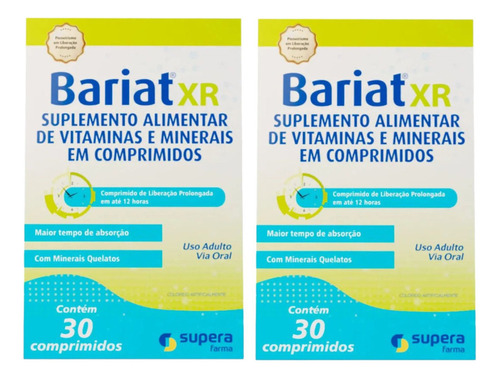 Kit 2 Caixas Suplemento Alimentar Bariat Xr 30 Comprimidos Sabor Sem Sabor