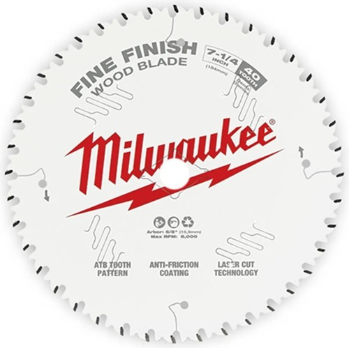 Hoja Sierra Circular Milwaukee 7 1/4´´ 184mm 40d 0726 Madera