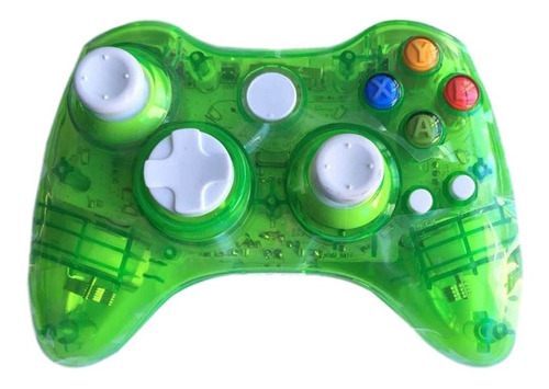 Control Inalambrico Para Xbox 360 Verde Con Iluminacion Led