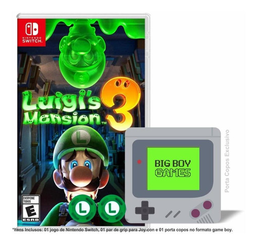 Luigi's Mansion 3 + Caps Grip Joy-con & Porta Copos Switch