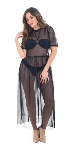 Vestido Blus n Transparente Liso Modelo 359 Cuotas sin inter s