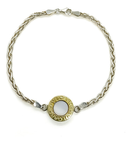 Pulsera Nácar Plata Y Oro 19 Cm 