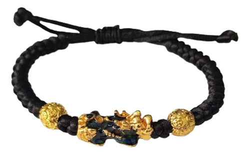 Pulsera Hilo Negro Fortuna Suerte Feng Shui Dragon 