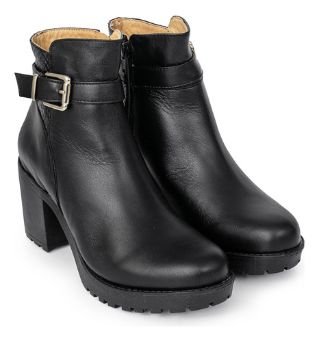 Bota Cuero Mujer Botineta Refinada Zapato Botita Briganti