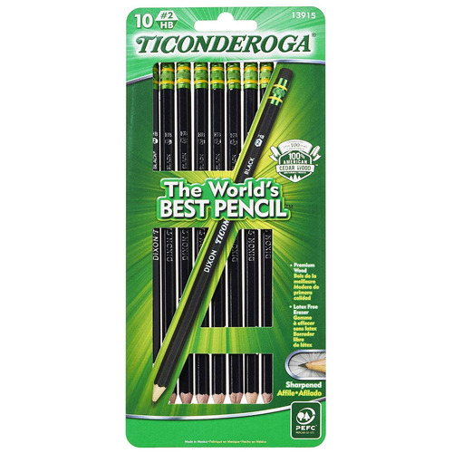 Lápices Ticonderoga, Con Carcasa De Madera De Grafito Hb # 2