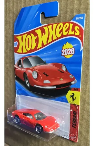 Carrinho Hot Wheels Ferrari Dino 206 de Metal Vermelho