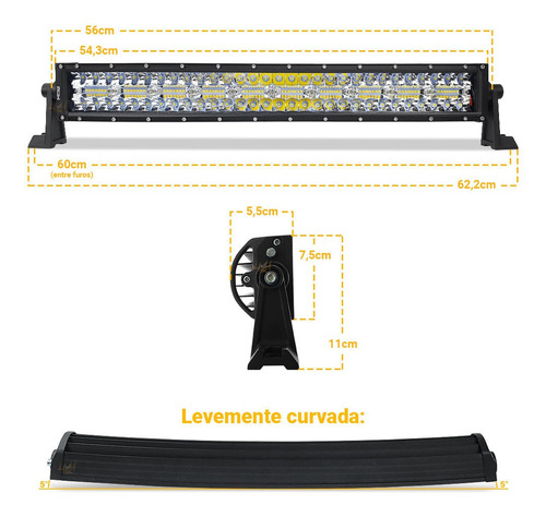 Imagem 4 de 10 de Barra Mod Leds 390w P Pickup Vw Amarok Chevrolet Silverado