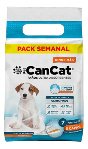 Cancat Paños Pañales Entrenamiento 60x60 7u Premium