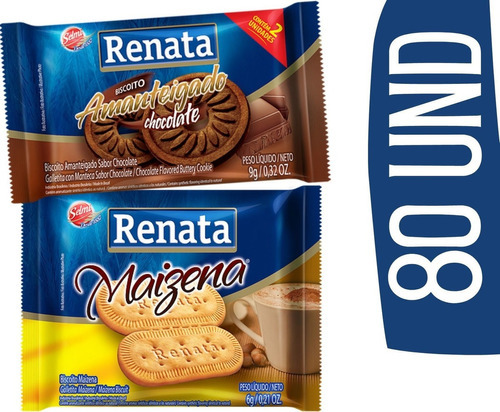 Biscoito Sache Sortidos Renata Maizena Amanteigado Choco 80u