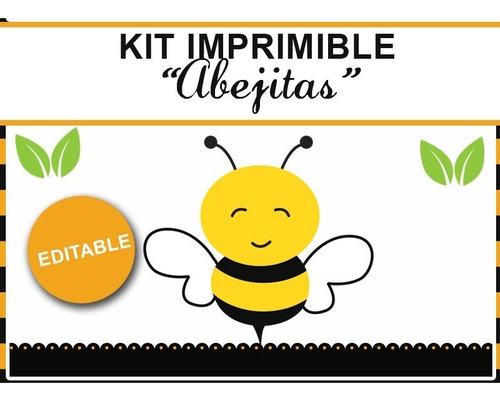Kit Imprimible Editable Abejita, Golosinas Personalizadas