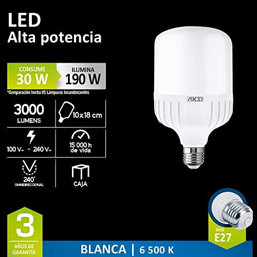 Foco Led Tipo T 30w E27 Blanca 6500k Pack 4focos 116422 Aksi