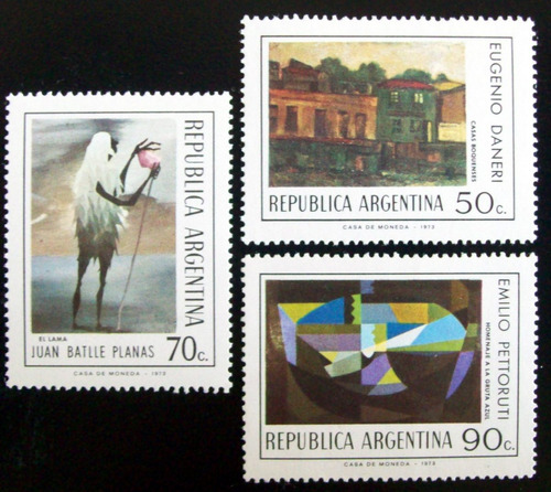 Argentina Arte, Serie Gj 1623-25 Pintura Arg 1974 Mint L5027