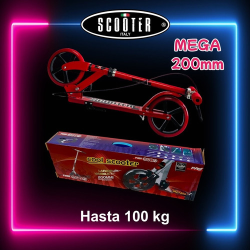 Monopatin Scooter Italy Mega Aluminio Ruedas 200mm Plegable