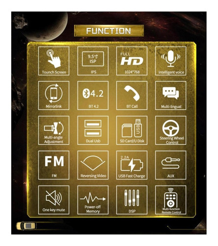 Estéreo Universal 2pin Bluetooth 9520c Auto Pantalla 9.5 .
