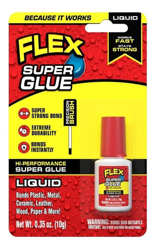 Flex Super Glue Liquido Transparente Botella Cepillo 0.35 Oz