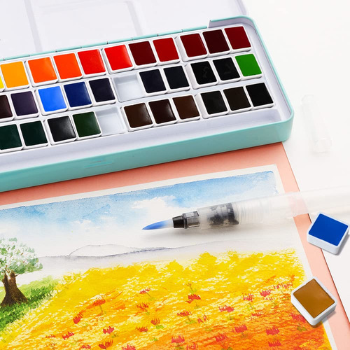 Juego De Acuarelas 36 Colores En Caja Con Pincel, Perfecto P 36 Colores