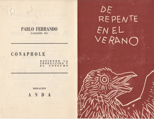 1964 Programa De Teatro La Mascara Obra Tennessee Williams