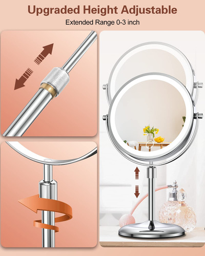 Espejo De Maquillaje Iluminado Con Soporte Ajustable, [3